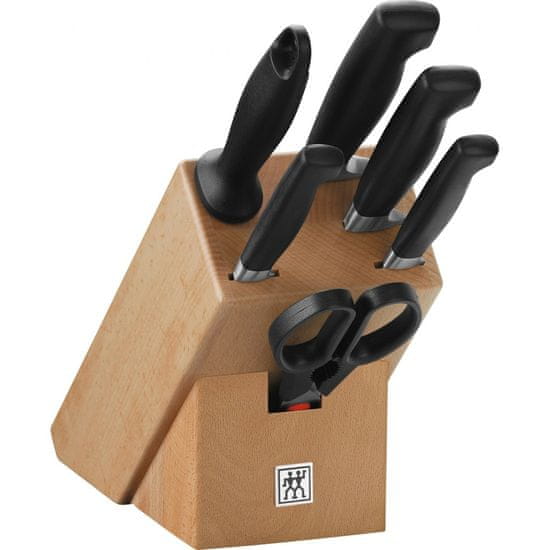 Zwilling Čtyřhvězdičkové 7 EL černé kované blokové kuchyňské nože s brouskem a nůžkami