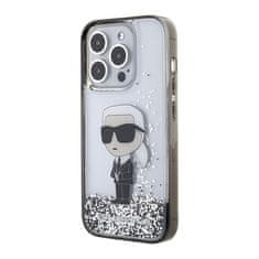 Karl Lagerfeld hard silikonový obal iPhone 15 PRO MAX 6.7" Transparentní Liquid Glitter Iconik