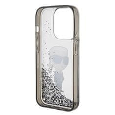 Karl Lagerfeld hard silikonový obal iPhone 15 PRO MAX 6.7" Transparentní Liquid Glitter Iconik