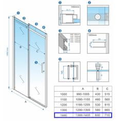 BPS-koupelny Posuvné sprchové dveře HYD-PD09 140 černá/transparent pro instalaci do niky