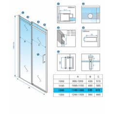 BPS-koupelny Posuvné sprchové dveře HYD-PD09 120 černá/transparent pro instalaci do niky