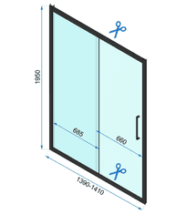 BPS-koupelny Jednokřídlé posuvné sprchové dveře REA RAPID SLIDE pro instalaci do niky 140 cm, chrom