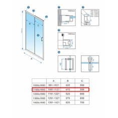 BPS-koupelny Posuvné sprchové dveře HYD-PD14 110 chrom/transparent pro instalaci do niky