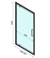 BPS-koupelny Jednokřídlé sprchové dveře REA RAPID SWING pro instalaci do niky 90 cm, černé