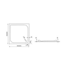 BPS-koupelny Čtvercová akrylátová sprchová vanička Tenor 80x80 (90x90)