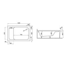 BPS-koupelny Krycí panel k obdélníkové akrylátové sprchové vaničce Roni 120x80x26 KP 37