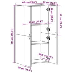 Vidaxl Kartotéka černá 60 x 32 x 115 cm kompozitní dřevo