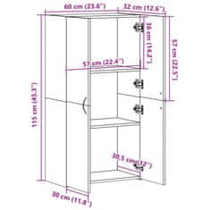 Vidaxl Kartotéka kouřový dub 60 x 32 x 115 cm kompozitní dřevo