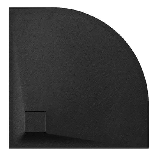 BPS-koupelny Čtvrtkruhová akrylátová sprchová vanička HYD-RSV-ALBA 80x80 černá