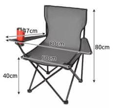 HADEX Křeslo skládací rybářské, kempingové, 100 kg, šedá