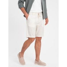 OMBRE Pánské krátké šortky s plátnem krémové MDN125704 XL