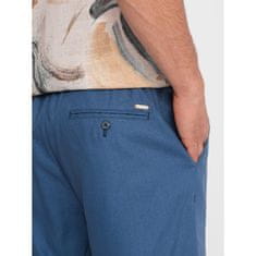 OMBRE Pánské krátké šortky ze lněné směsi modré džínové MDN125706 S