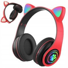 Verk 04116 Bezdrátová sluchátka Cat s tlapkou Bluetooth 5.0 červená