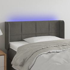 Vidaxl Čelo postele s LED tmavě šedé 93 x 16 x 78/88 cm samet