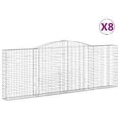 Vidaxl Klenuté gabionové koše 8 ks 400x30x140/160cm pozinkované železo