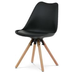 Autronic Moderní jídelní židle Jídelní židle, černá plastová skořepina, sedák ekokůže, nohy masiv přírodní buk (CT-762 BK)