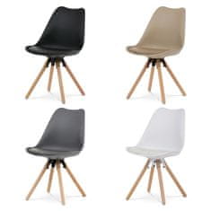 Autronic Moderní jídelní židle Jídelní židle, bílá plastová skořepina, sedák ekokůže, nohy masiv přírodní buk (CT-762 WT)