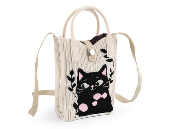 Kraftika 1ks režná dívčí textilní kabelka / taška kočka 12x18 cm