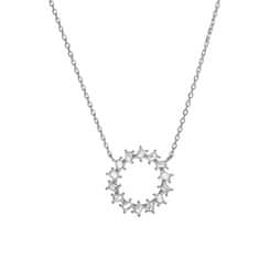Třpytivý stříbrný náhrdelník se zirkony AJNA0022