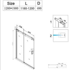 BPS-koupelny Posuvné sprchové dveře HYD-PD03D 120 zlaté/transparent pro instalaci do niky