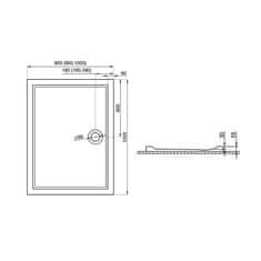 BPS-koupelny Obdélníková akrylátová sprchová vanička Goliat 2 90x80 (100x80, 100x90, 110x80, 110x90, 120x80, 120x90, 120x100) GOL00351