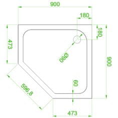 BPS-koupelny Pětiúhelníkový sprchový kout HYD-PK07B 90x90 cm černá/transparent + vanička HYD-PSV-ST07B černá