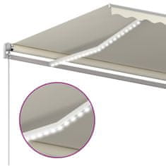 Vidaxl Ručně zatahovací markýza s LED světlem 500 x 350 cm krémová