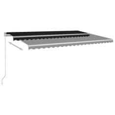 Vidaxl Ručně zatahovací markýza s LED světlem 500 x 300 cm antracitová