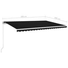 Vidaxl Ručně zatahovací markýza s LED světlem 500 x 300 cm antracitová