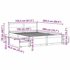 Vidaxl Postel bez matrace bílá 150 x 200 cm masivní borovice