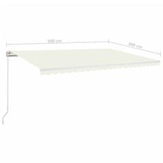 Vidaxl Ručně zatahovací markýza s LED světlem 500 x 300 cm krémová