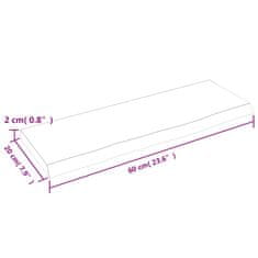 Vidaxl Nástěnná police 60 x 20 x 2 cm neošetřené masivní dubové dřevo