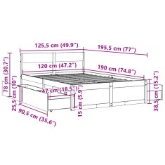 Vidaxl Postel bez matrace bílá 120 x 190 cm masivní borovice