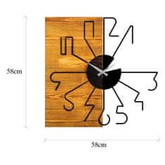 ASIR GROUP Dekorativní nástěnné dřevěné hodiny Wooden Clock 29, Ořech, Černá