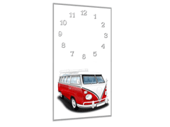 Glasdekor Nástěnné hodiny 30x60cm autobus VW veterán - Materiál: kalené sklo