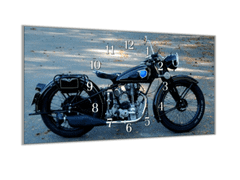 Glasdekor Nástěnné hodiny 30x60cm veterán motocykl - Materiál: kalené sklo