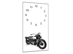 Glasdekor Nástěnné hodiny 30x60cm černá motorka veterán - Materiál: plexi