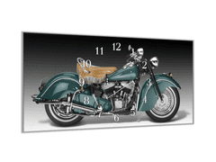 Glasdekor Nástěnné hodiny 30x60cm veterán historická motorka - Materiál: kalené sklo