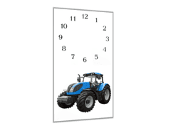 Glasdekor Nástěnné hodiny 30x60cm modrý traktor - Materiál: plexi