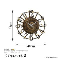 ASIR GROUP Dekorativní kovové nástěnné hodiny Metal Wall Clock 15 - 1, Vícebarevná