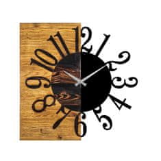 ASIR GROUP Dekorativní nástěnné dřevěné hodiny Wooden Clock 7, Ořech, Černá