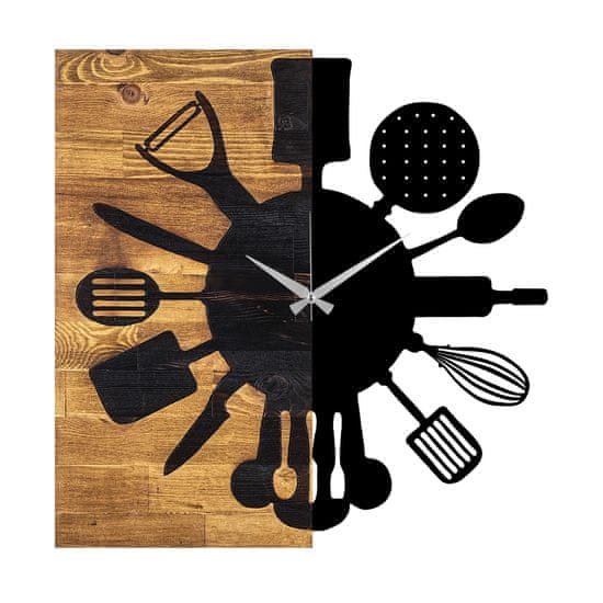 ASIR GROUP Dekorativní nástěnné dřevěné hodiny Wooden Clock 32, Ořech, Černá