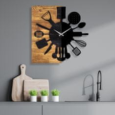 ASIR GROUP Dekorativní nástěnné dřevěné hodiny Wooden Clock 32, Ořech, Černá