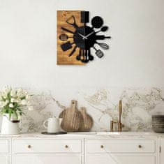 ASIR GROUP Dekorativní nástěnné dřevěné hodiny Wooden Clock 32, Ořech, Černá