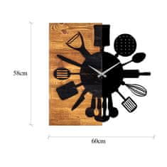 ASIR GROUP Dekorativní nástěnné dřevěné hodiny Wooden Clock 32, Ořech, Černá