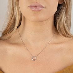 Třpytivý stříbrný náhrdelník Kroužek AJNA0019