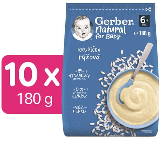 Gerber Natural rýžová krupička 10 x 180 g