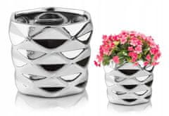 Polnix Stříbrný keramický obal na květinu 15x12,5 cm