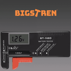 BIGSTREN 19898 Tester baterií digitální BT-168D, R3, R6, R20, R14, 9V