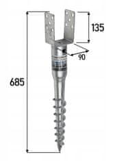 DOMAX Základní ocelová kotva sloupu 90x685mm šnek